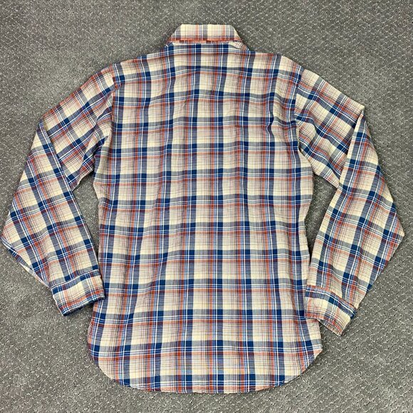 Vintage 80s Levi's Shirt Men's Medium Plaid Check Button Up Down Front Made USA - Picture 5 of 14